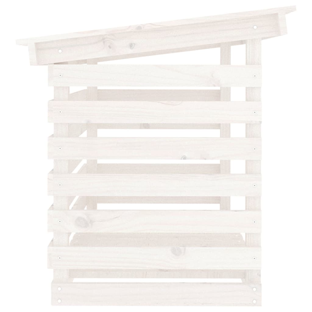 Portalegna Bianco 108x73x79 cm in Legno Massello di Pino