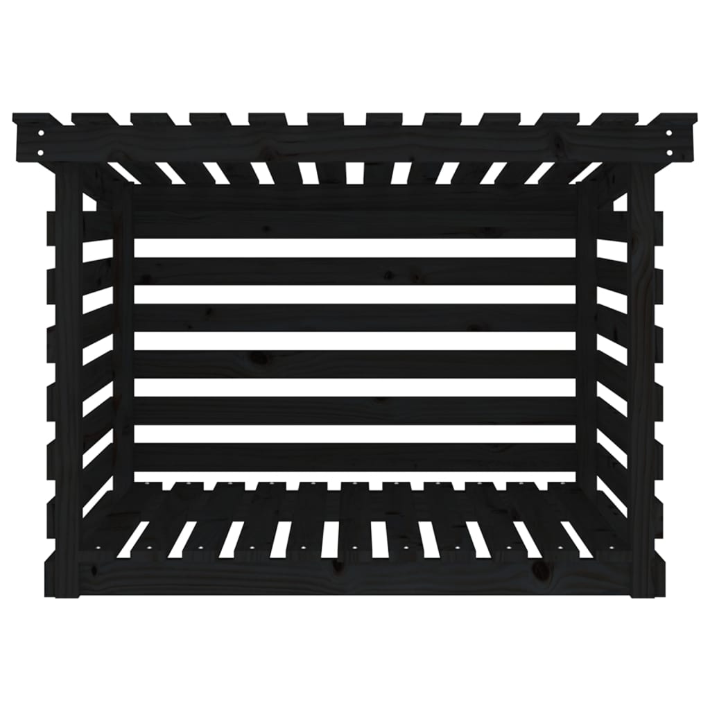 Portalegna Nero 108x73x79 cm in Legno Massello di Pino