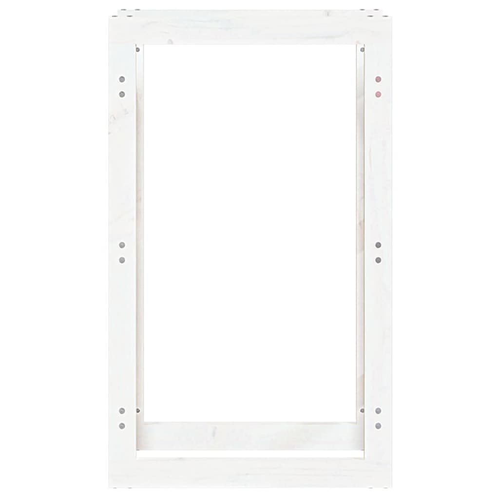 Portalegna Bianco 60x25x100 cm in Legno Massello di Pino