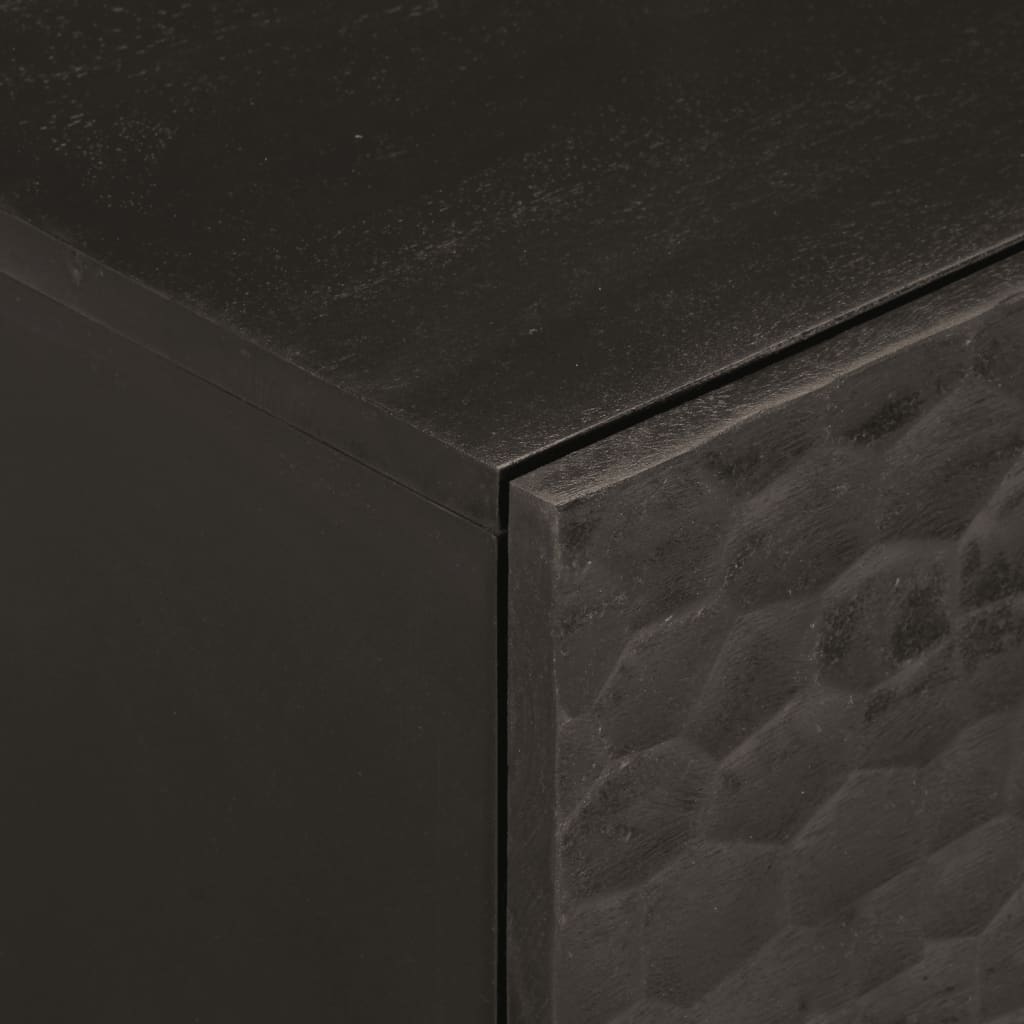 Comodino Nero 40x33x46 cm in Legno Massello di Mango