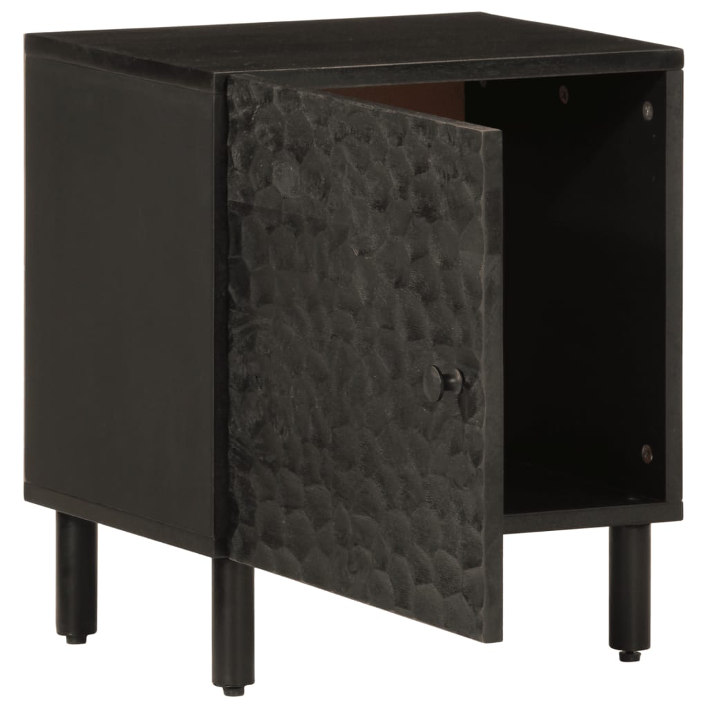 Comodini 2pz Neri 40x33x46 cm in Legno Massello di Mango