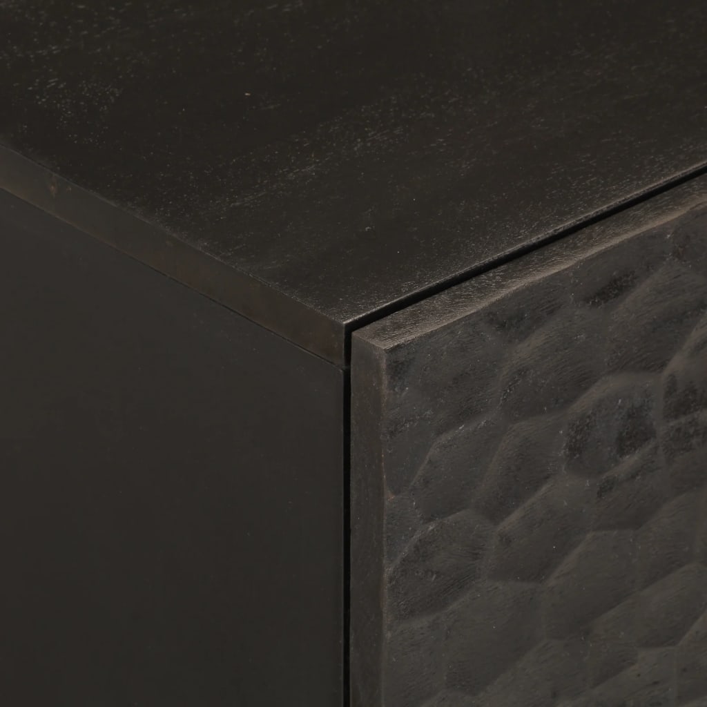 Comodini 2pz Neri 40x33x46 cm in Legno Massello di Mango