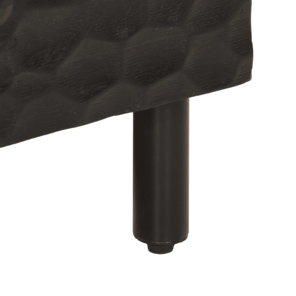 Comodini 2pz Neri 40x33x46 cm in Legno Massello di Mango