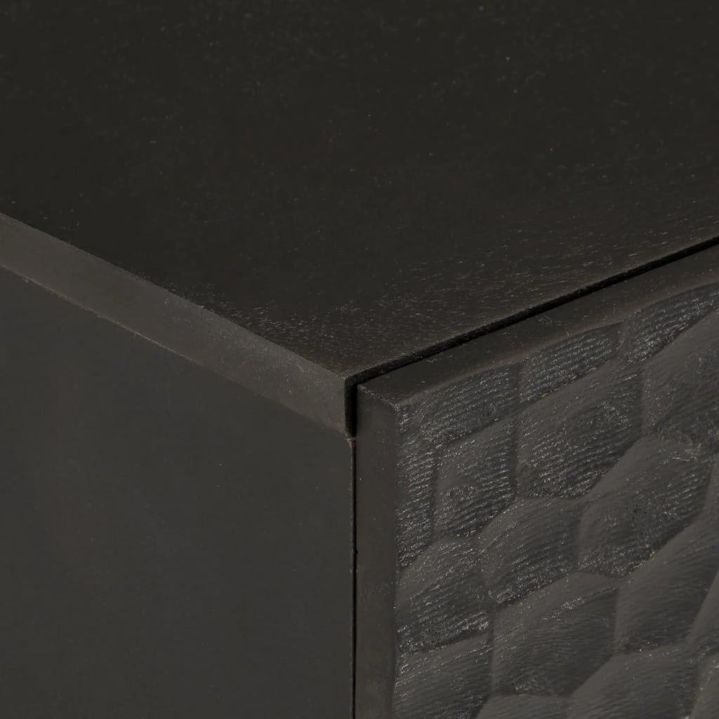 Comodino Nero 50x33x60 cm in Legno Massello di Mango