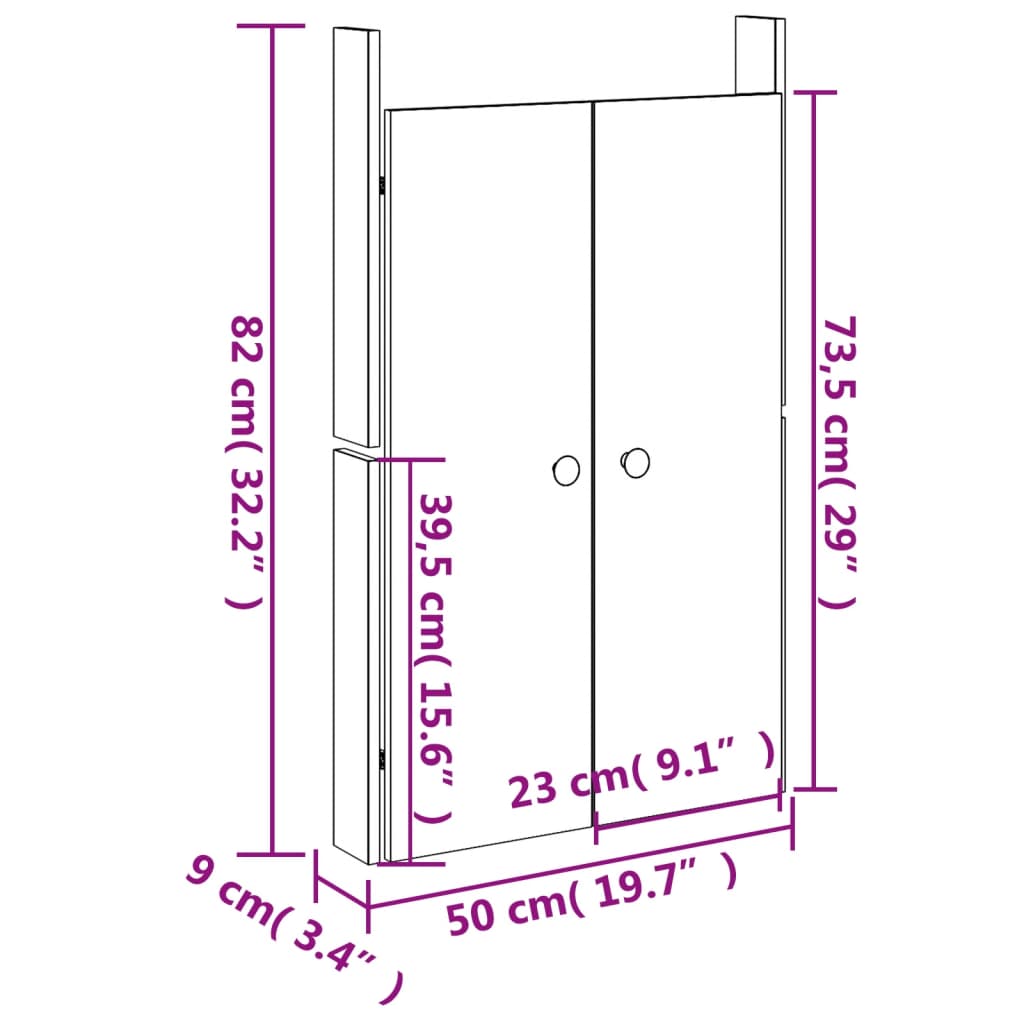 Ante da Cucina da Esterno 2pz 50x9x82 cm Legno Massello di Pino