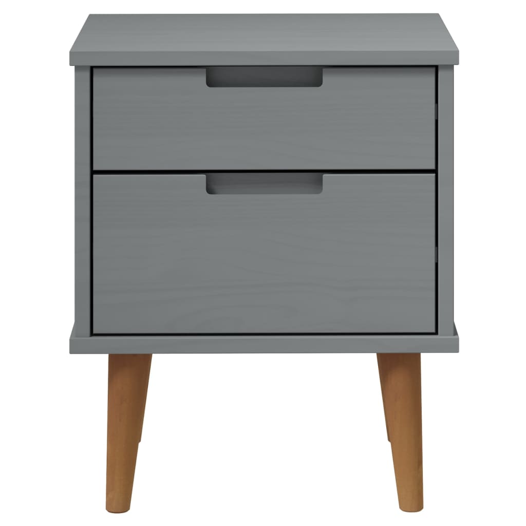 Comodino MOLDE Grigio 40x35x48 cm in Legno Massello di Pino