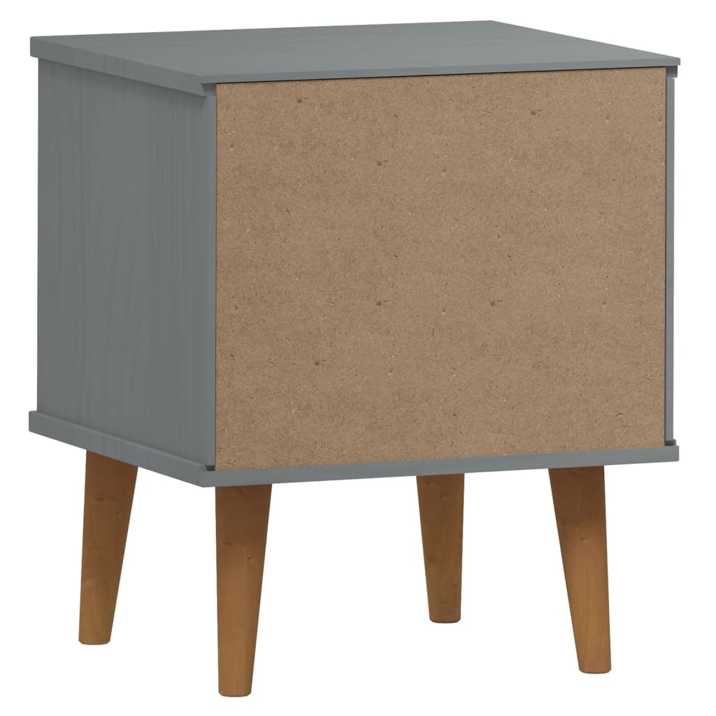 Comodino MOLDE Grigio 40x35x48 cm in Legno Massello di Pino