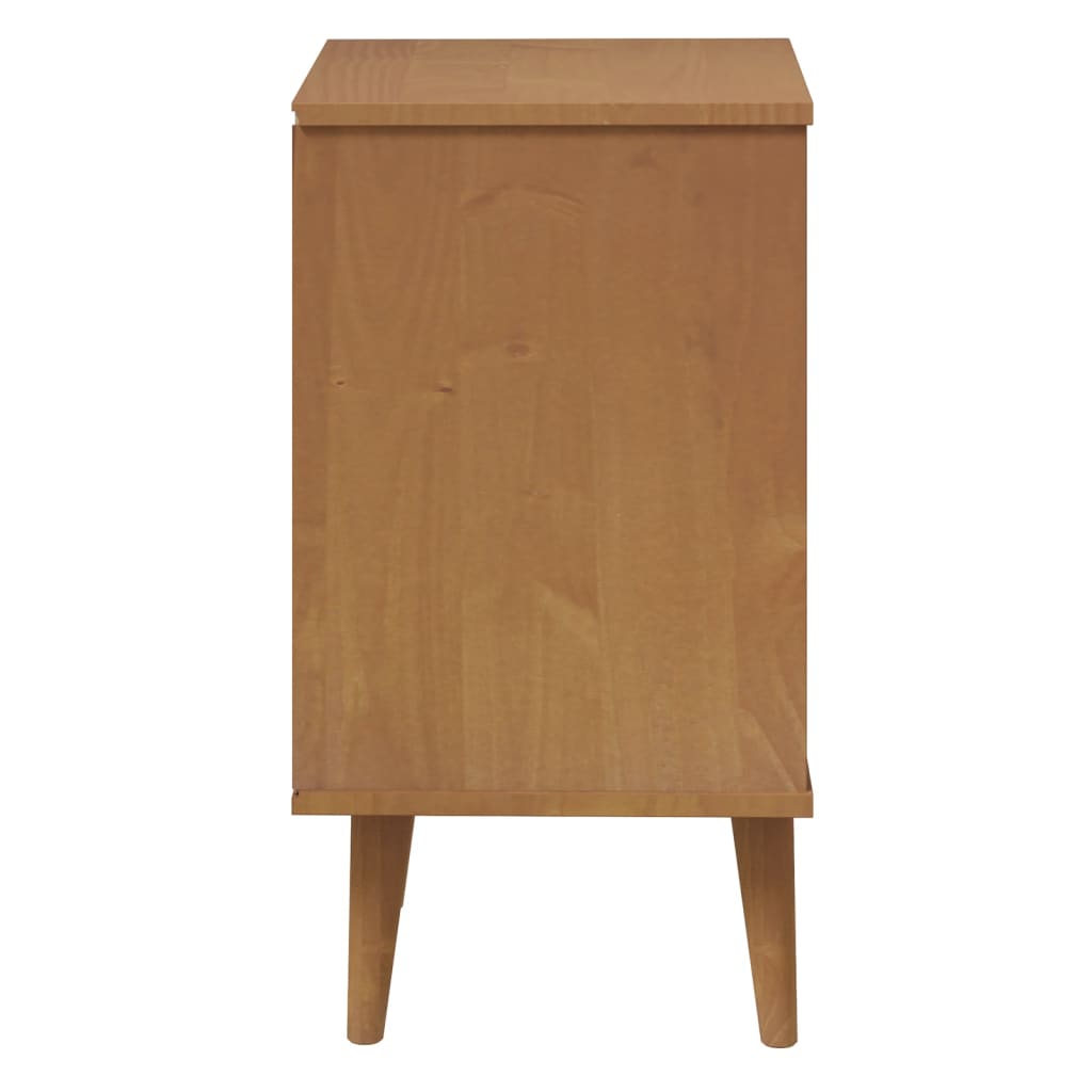 Comodino Marrone MOLDE 40x35x65 cm in Legno Massello di Pino