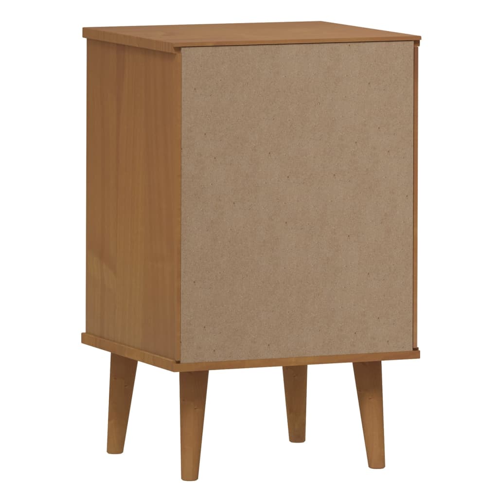 Comodino Marrone MOLDE 40x35x65 cm in Legno Massello di Pino