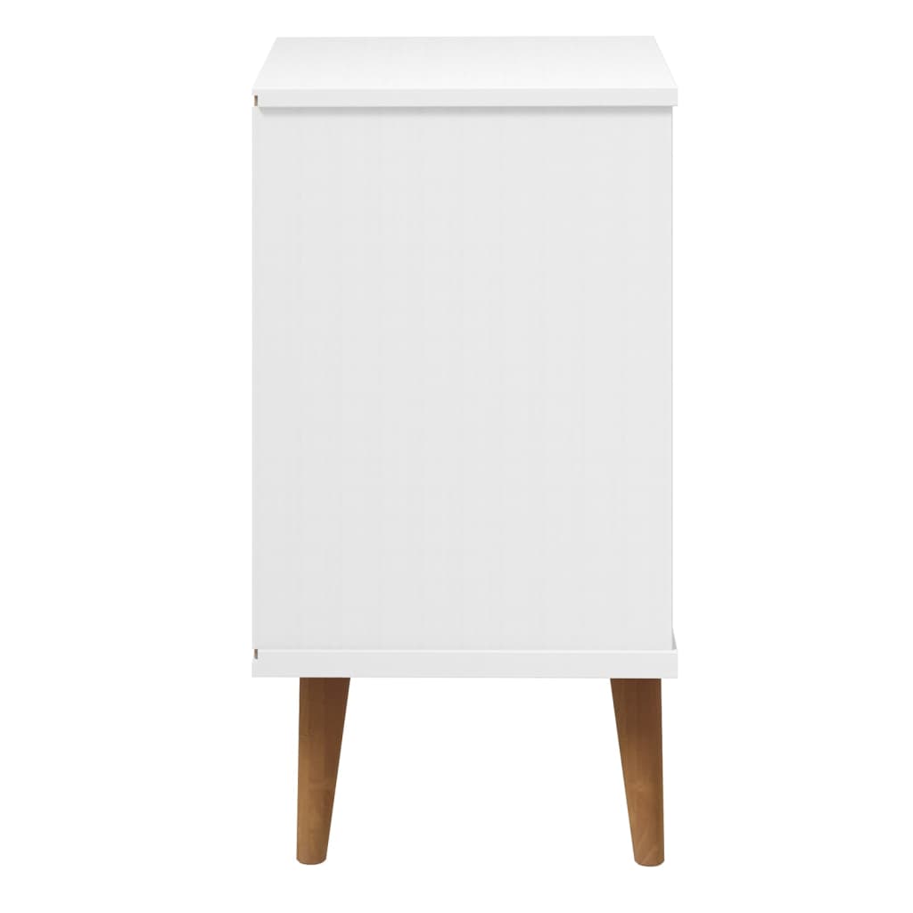 Comodino MOLDE Bianco 40x35x65 cm in Legno Massello di Pino