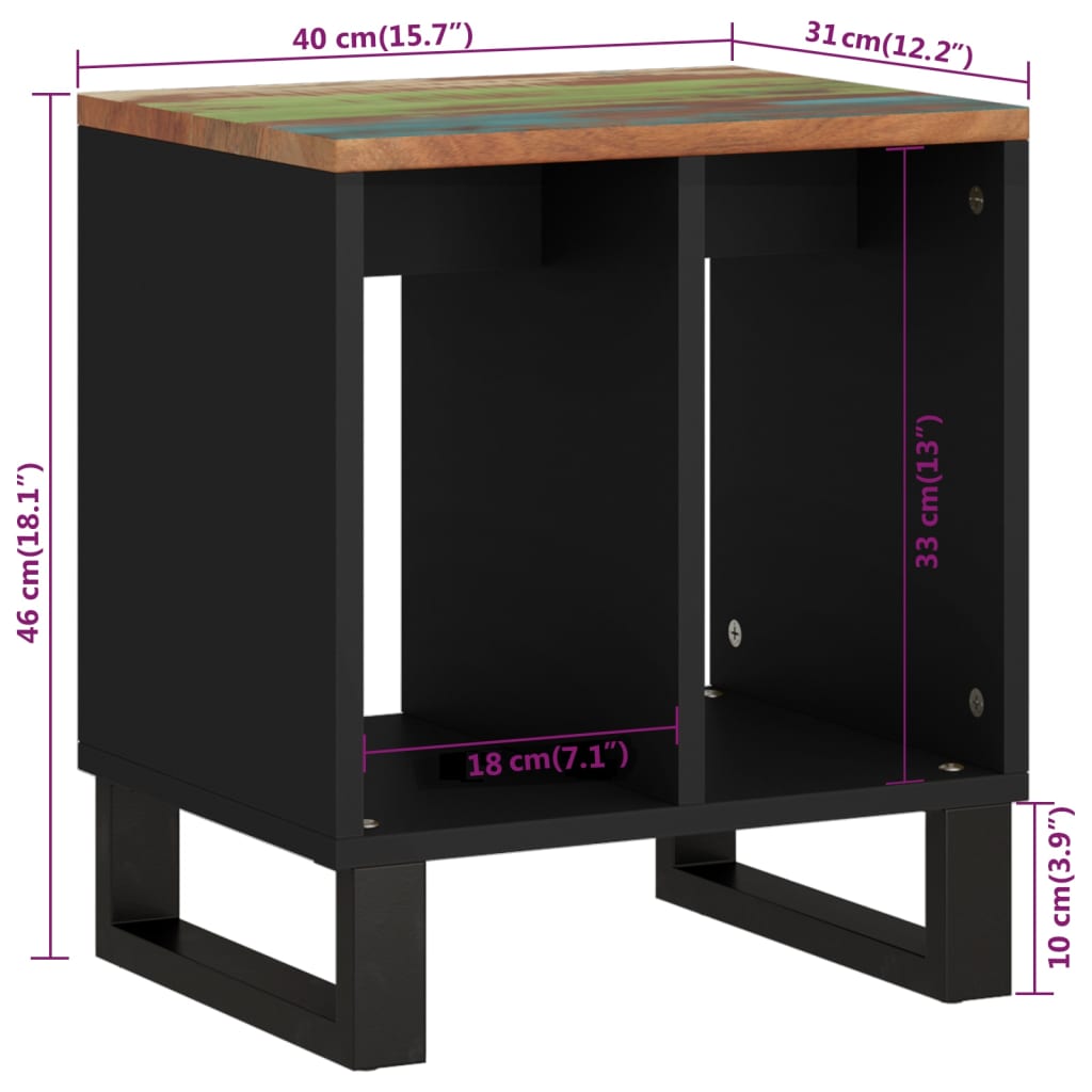 Tavolino 40x31x46 cm Legno Massello Recupero e Multistrato