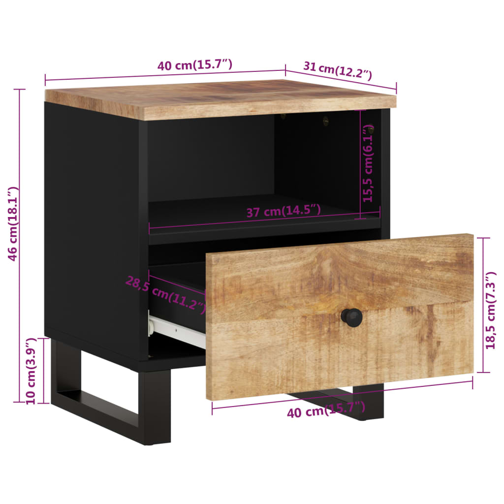 Comodino in Legno Massello di Mango e Legno Multistrato