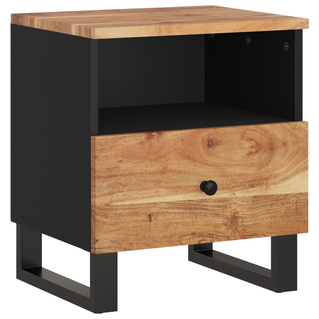 Comodino in Legno Massello di Acacia e Legno Multistrato
