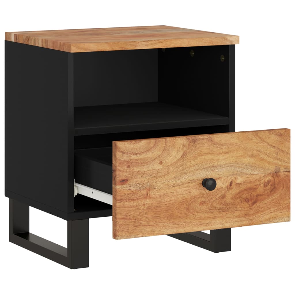 Comodino in Legno Massello di Acacia e Legno Multistrato