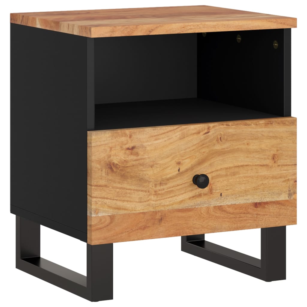Comodino in Legno Massello di Acacia e Legno Multistrato