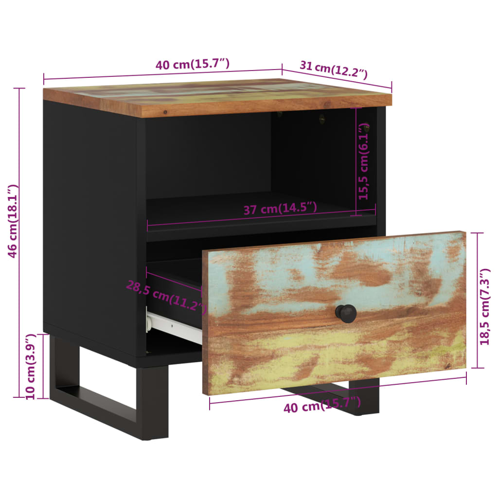Comodini 2pz in Legno Massello di Recupero e Legno Multistrato