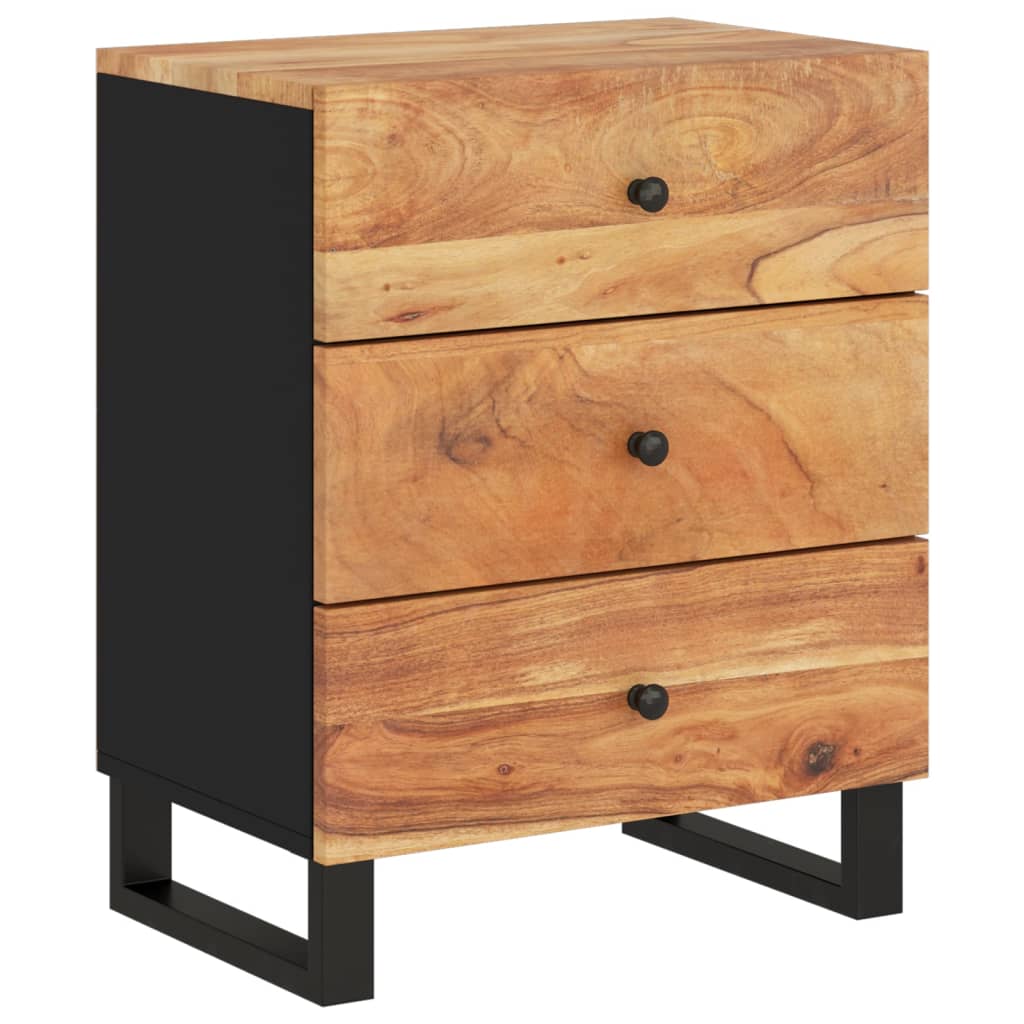Comodino 50x33x62 cm Legno Massello Acacia e Legno Multistrato