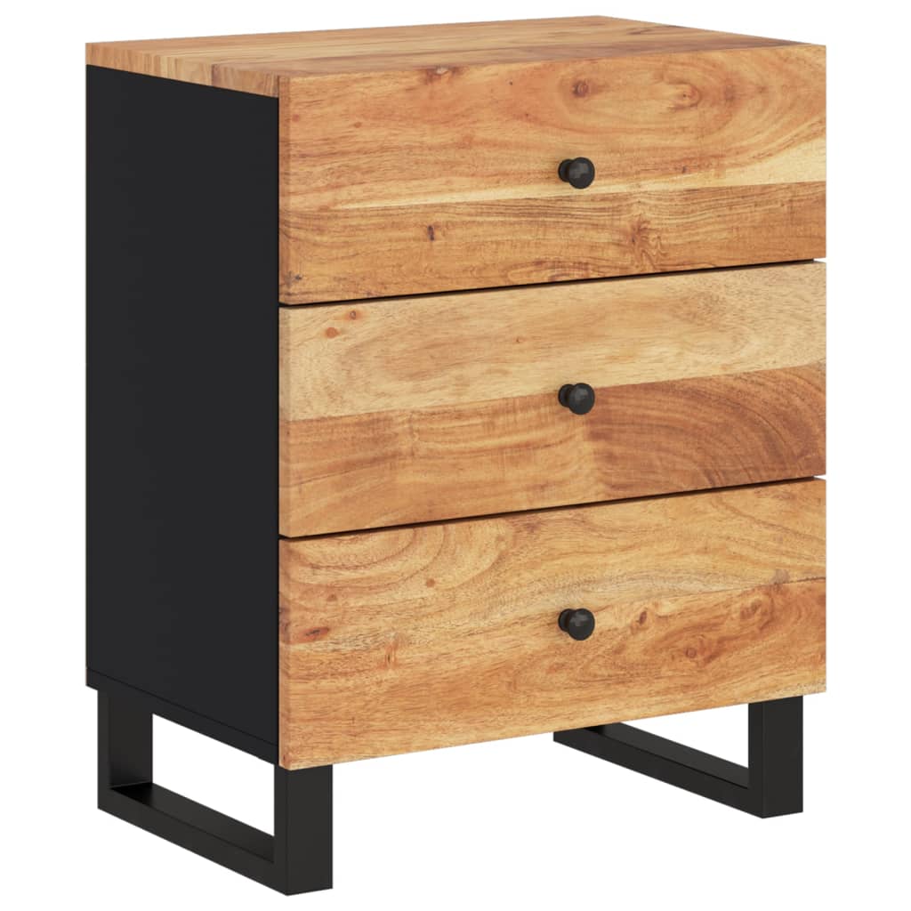 Comodino 50x33x62 cm Legno Massello Acacia e Legno Multistrato
