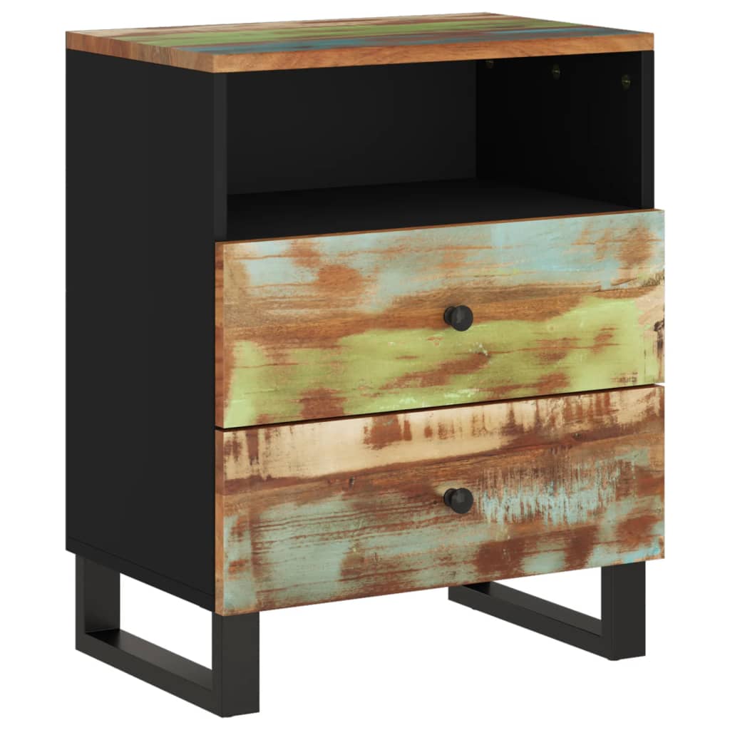 Comodino 50x33x62cm Legno Massello Recupero e Legno Multistrato