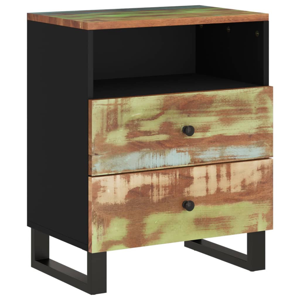 Comodino 50x33x62cm Legno Massello Recupero e Legno Multistrato
