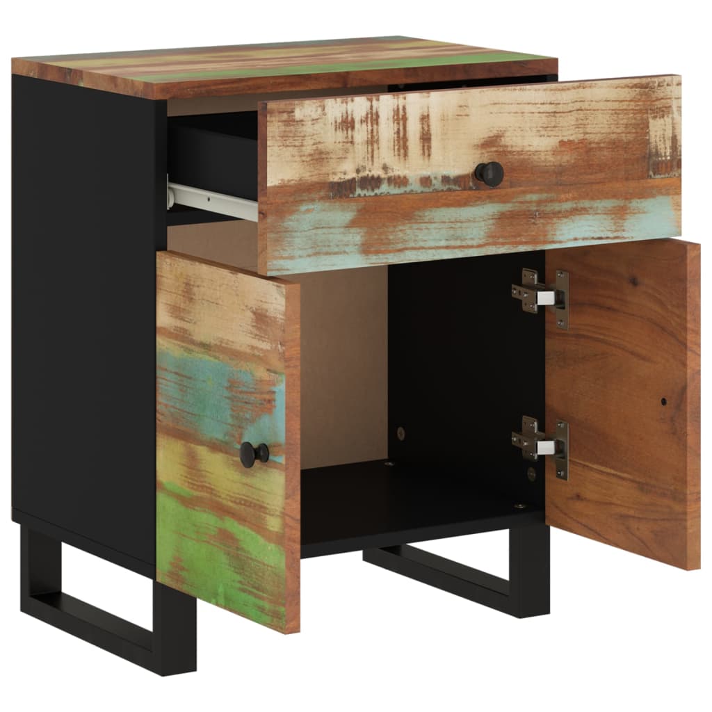 Comodino 50x33x60cm Legno Massello Recupero e Legno Multistrato
