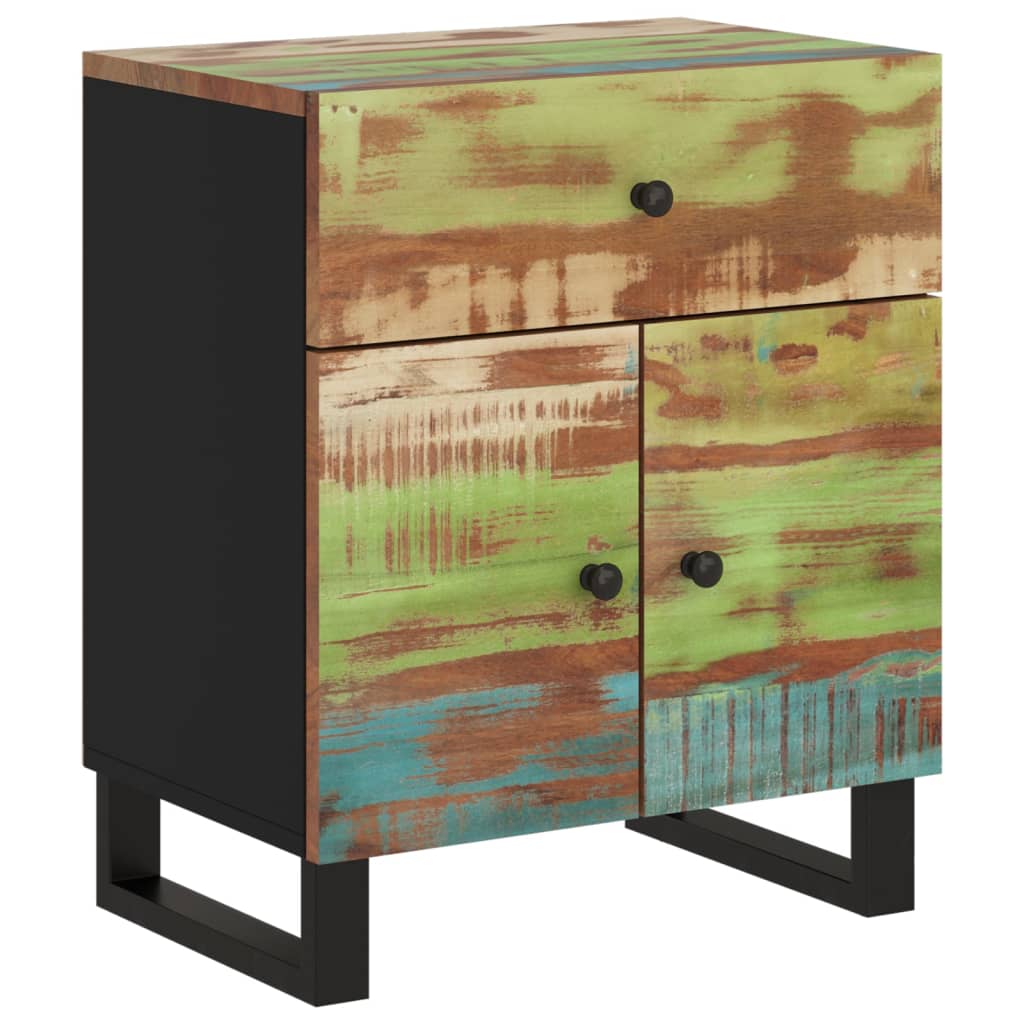 Comodino 50x33x60cm Legno Massello Recupero e Legno Multistrato