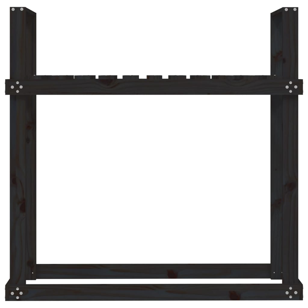 Portalegna Nero 110x35x108,5 cm in Legno Massello di Pino