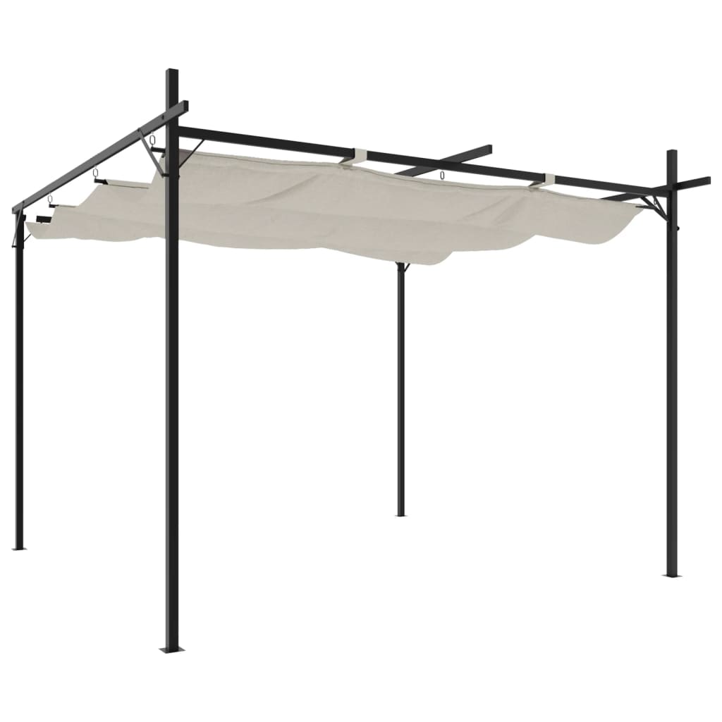 Pergola con Tetto Retrattile Crema 295x292x230 cm