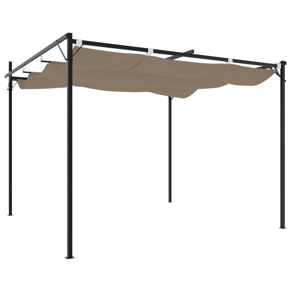 Pergola con Tetto Retrattile Tortora 295x292x230 cm
