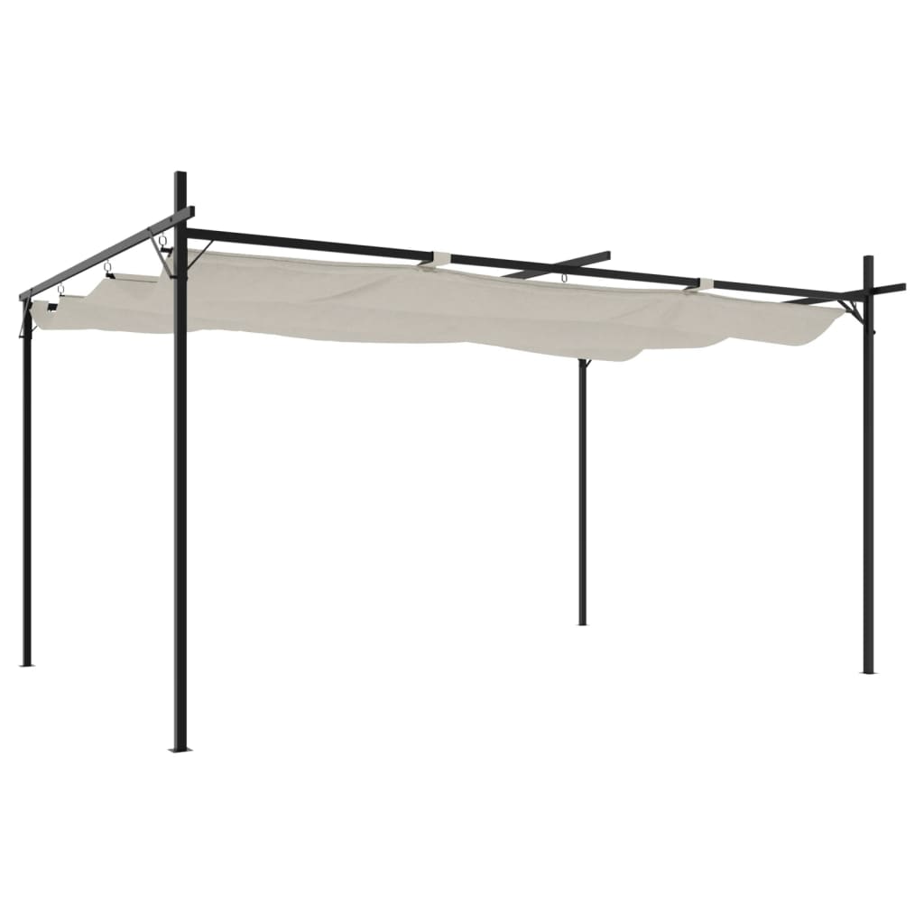 Pergola con Tetto Retrattile Crema 395x292x230 cm