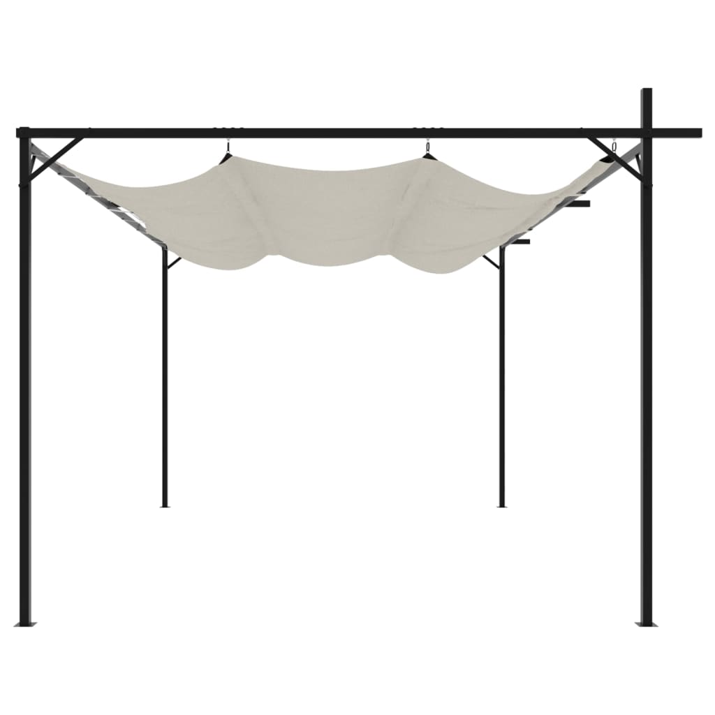 Pergola con Tetto Retrattile Crema 395x292x230 cm