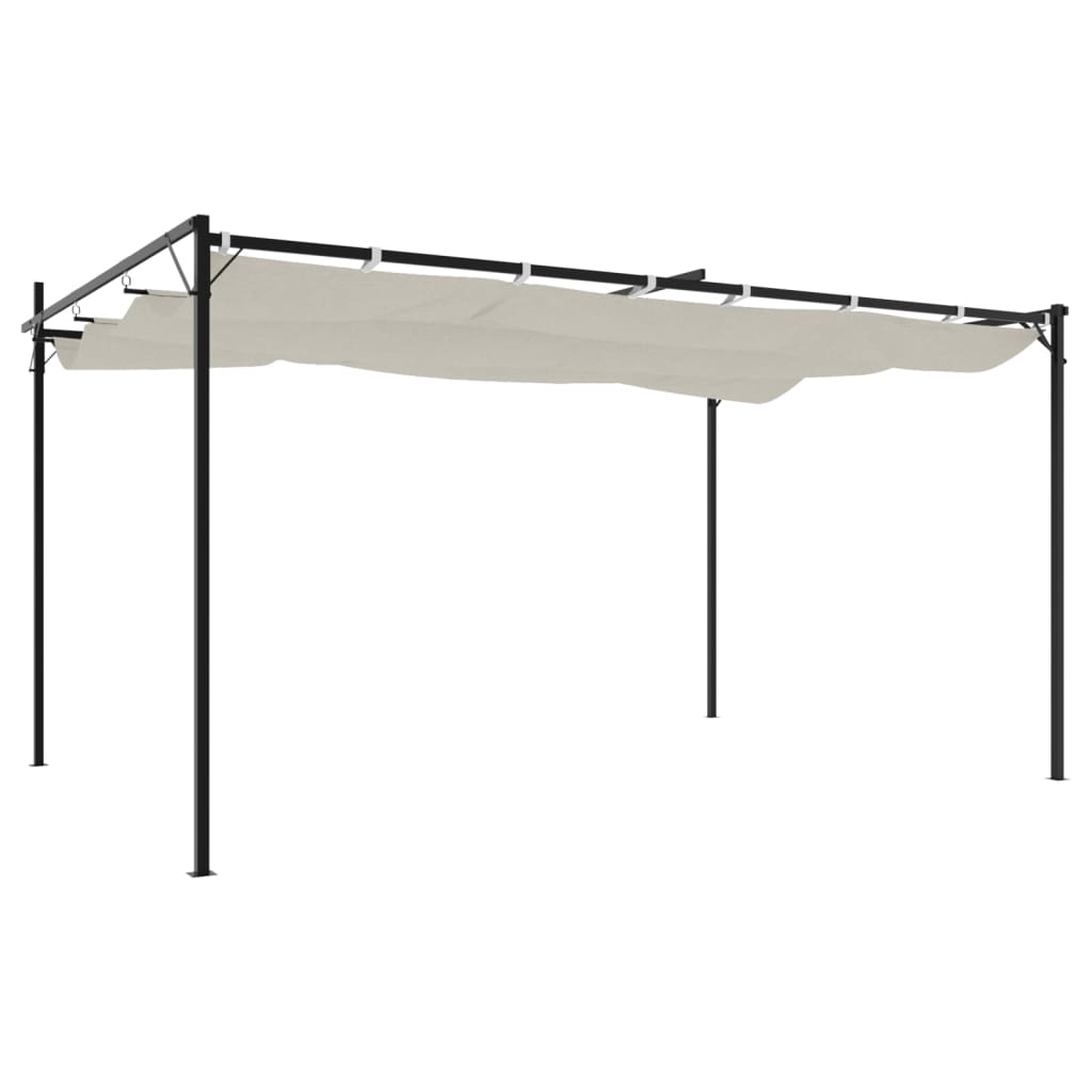 Pergola con Tetto Retrattile Crema 395x292x230 cm