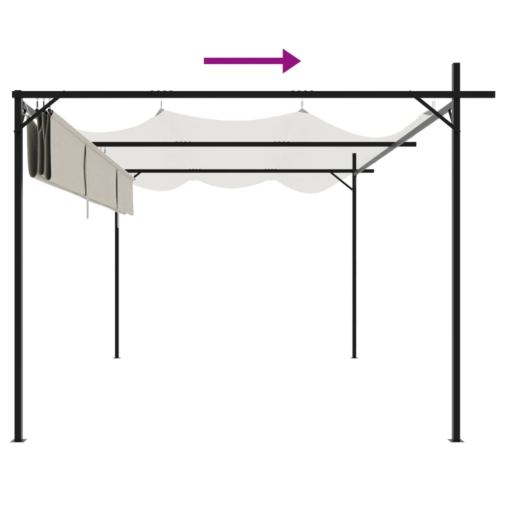 Pergola con Tetto Retrattile Crema 395x292x230 cm