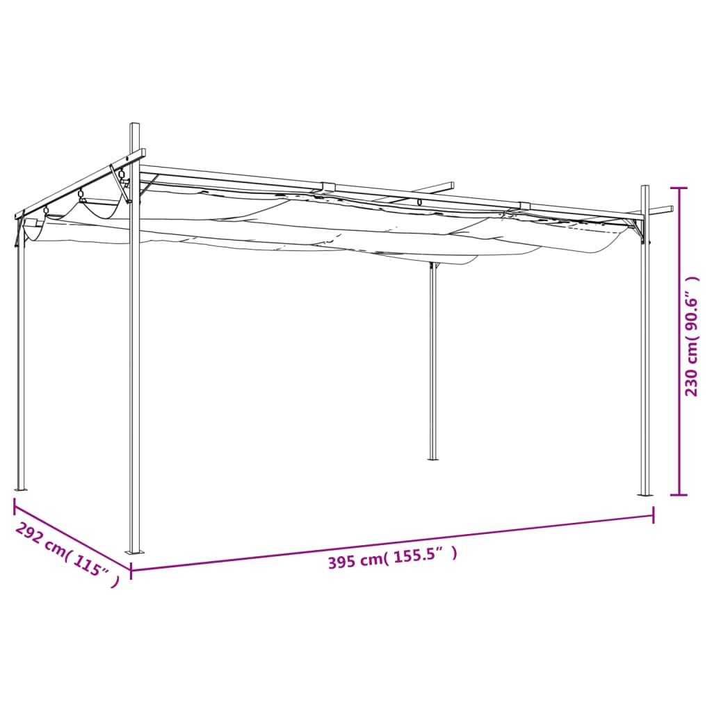 Pergola con Tetto Retrattile Crema 395x292x230 cm