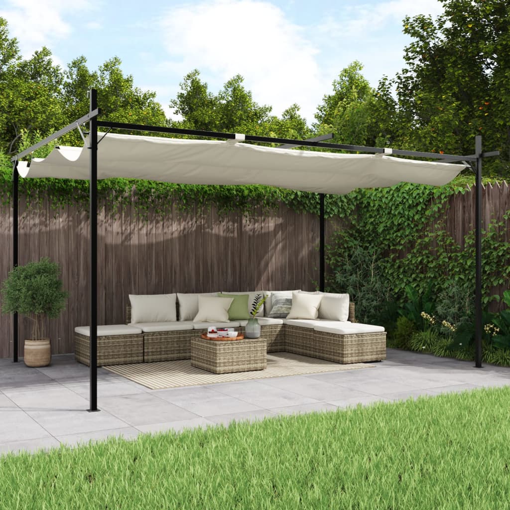 Pergola con Tetto Retrattile Crema 395x292x230 cm