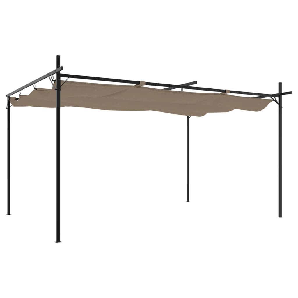Pergola con Tetto Retrattile Tortora 395x292x230 cm