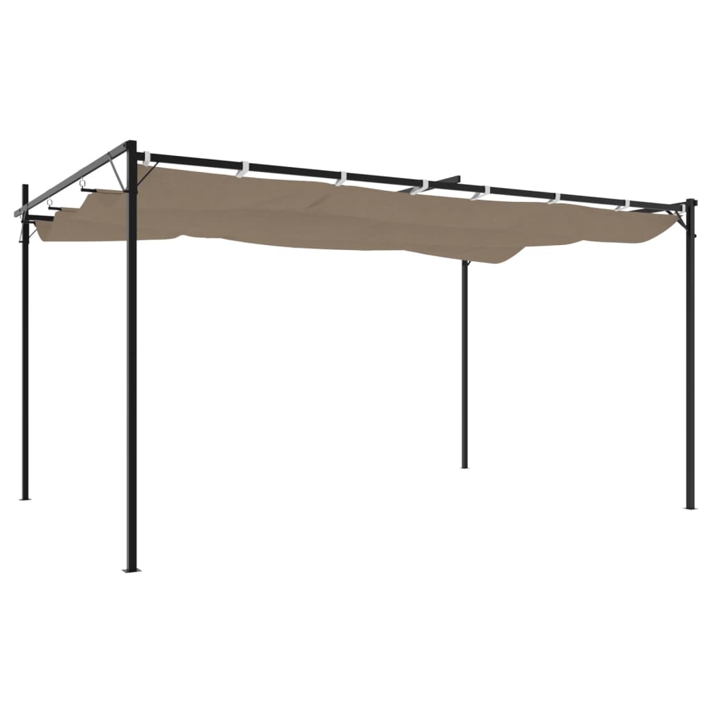 Pergola con Tetto Retrattile Tortora 395x292x230 cm