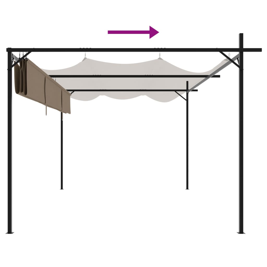 Pergola con Tetto Retrattile Tortora 395x292x230 cm