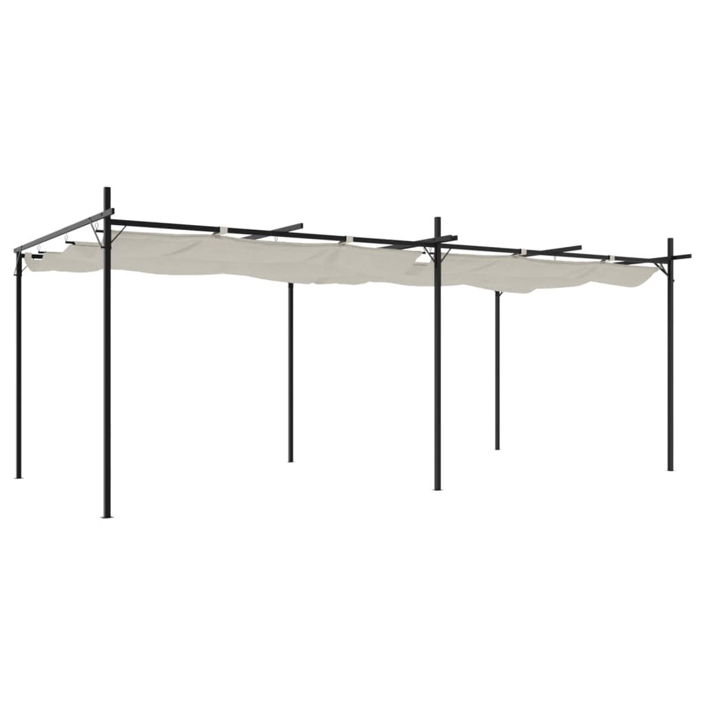 Pergola con Tetto Retrattile Crema 589x292x230 cm