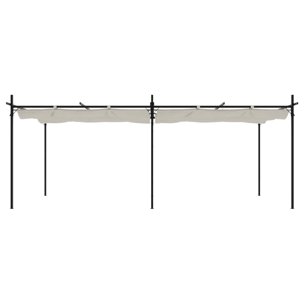 Pergola con Tetto Retrattile Crema 589x292x230 cm