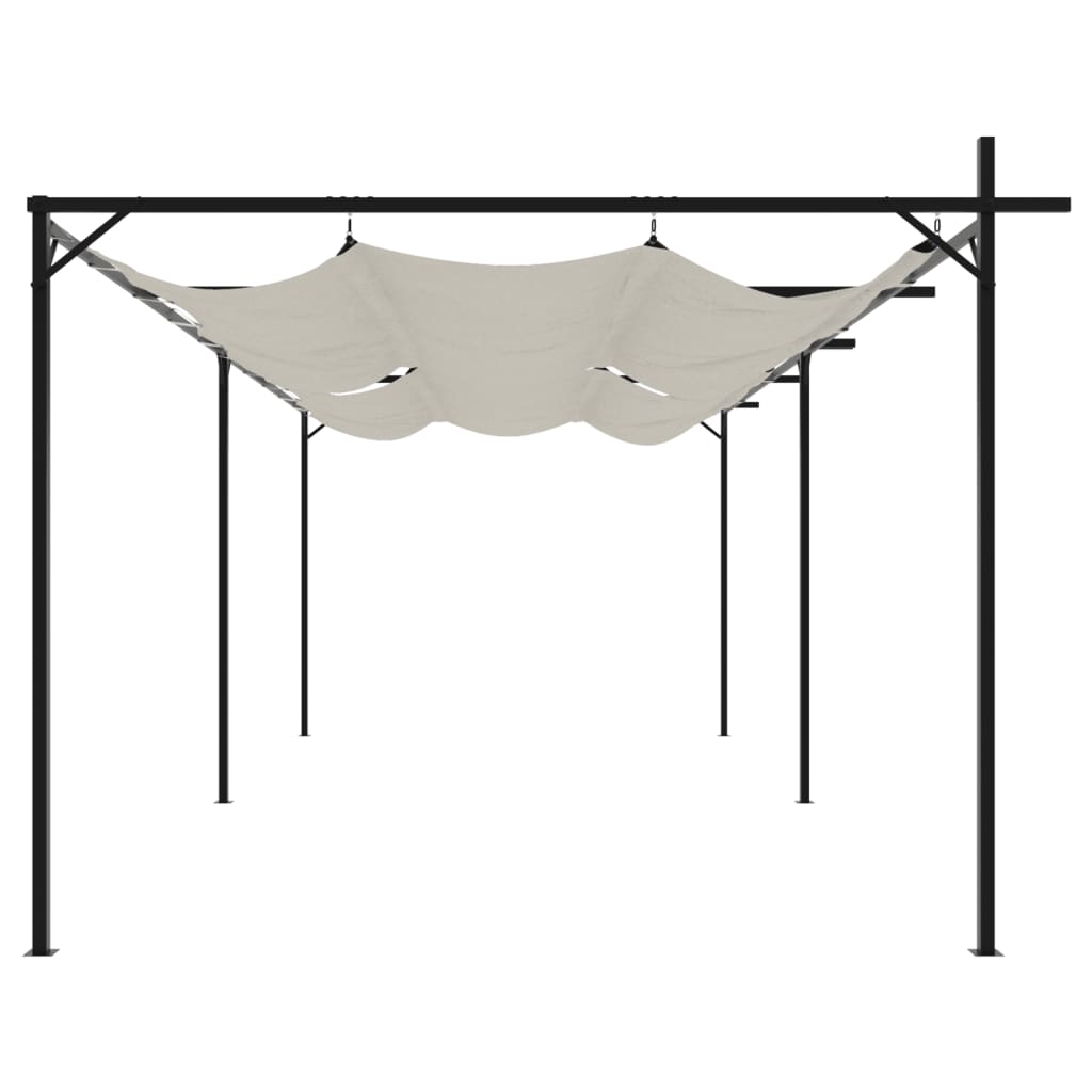 Pergola con Tetto Retrattile Crema 589x292x230 cm