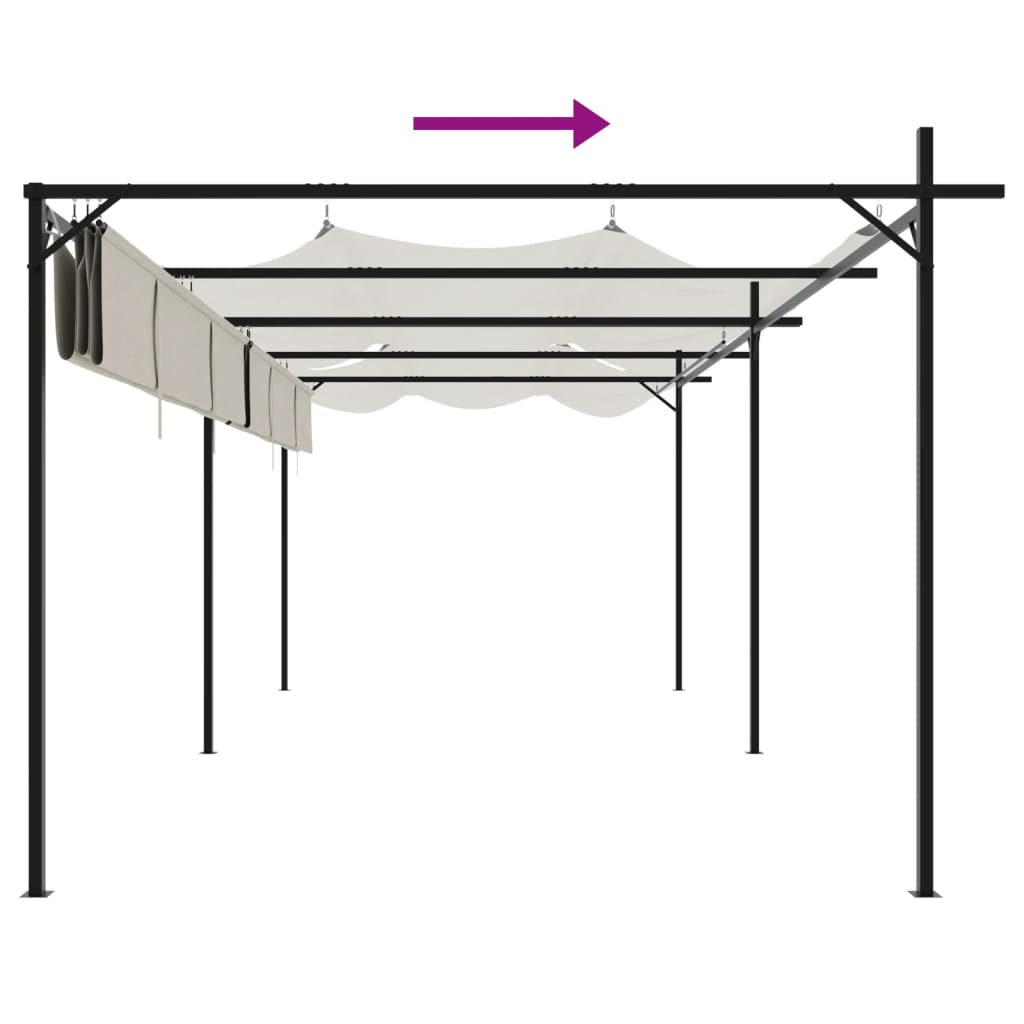 Pergola con Tetto Retrattile Crema 589x292x230 cm