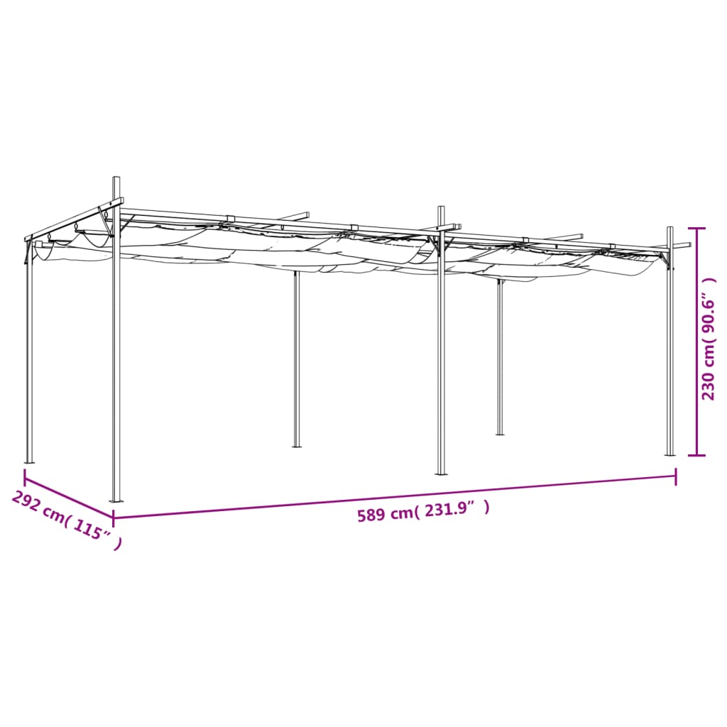 Pergola con Tetto Retrattile Crema 589x292x230 cm