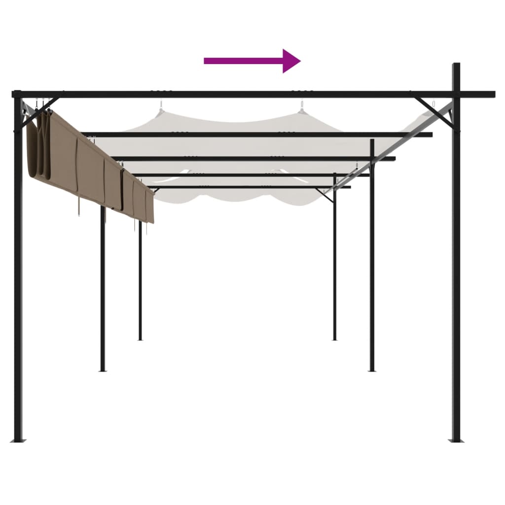 Pergola con Tetto Retrattile Tortora 589x292x230 cm