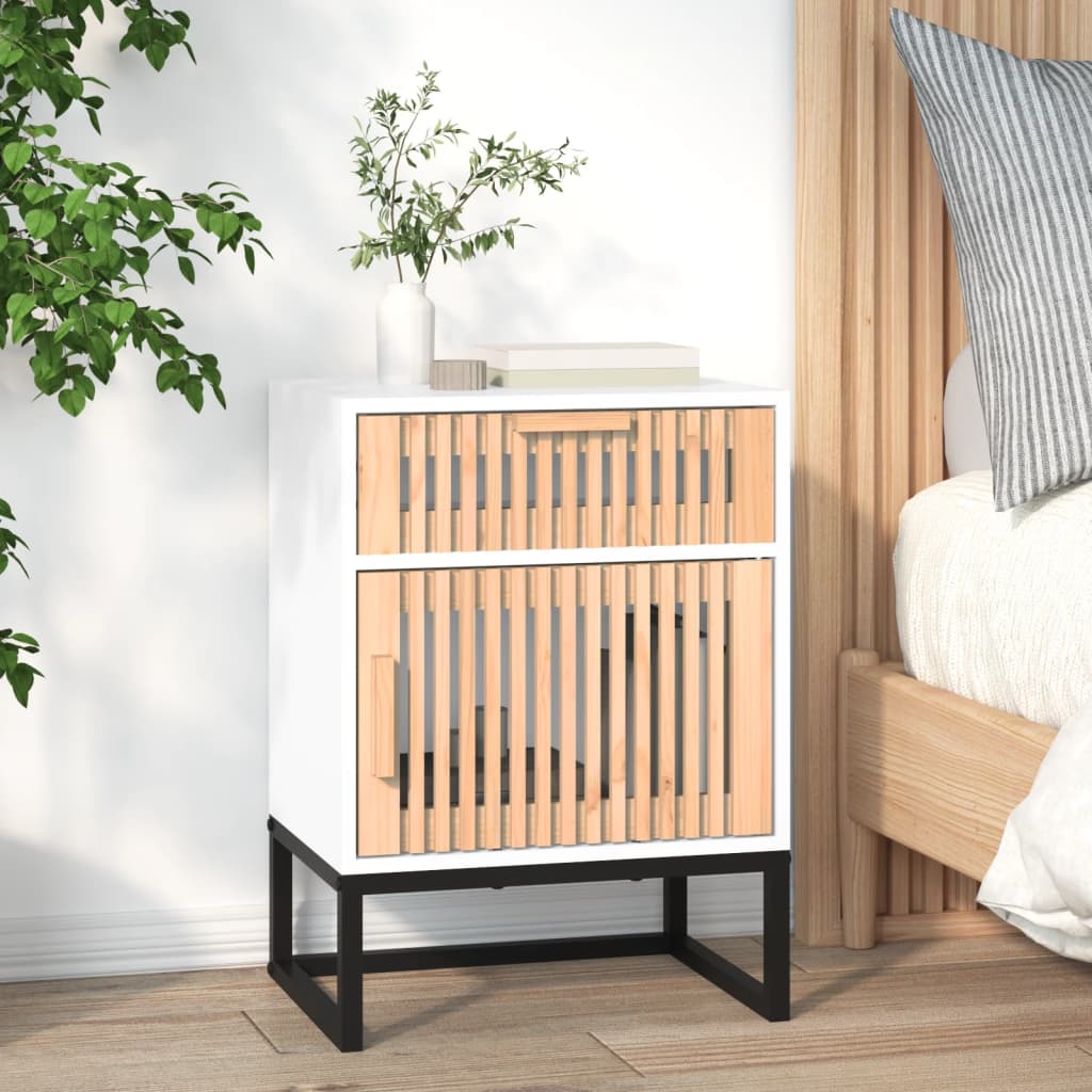 Comodini 2 pz Bianchi 40x30x55,5 cm Legno Multistrato e Ferro