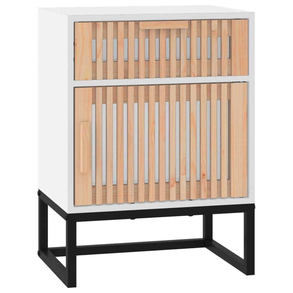 Comodini 2 pz Bianchi 40x30x55,5 cm Legno Multistrato e Ferro