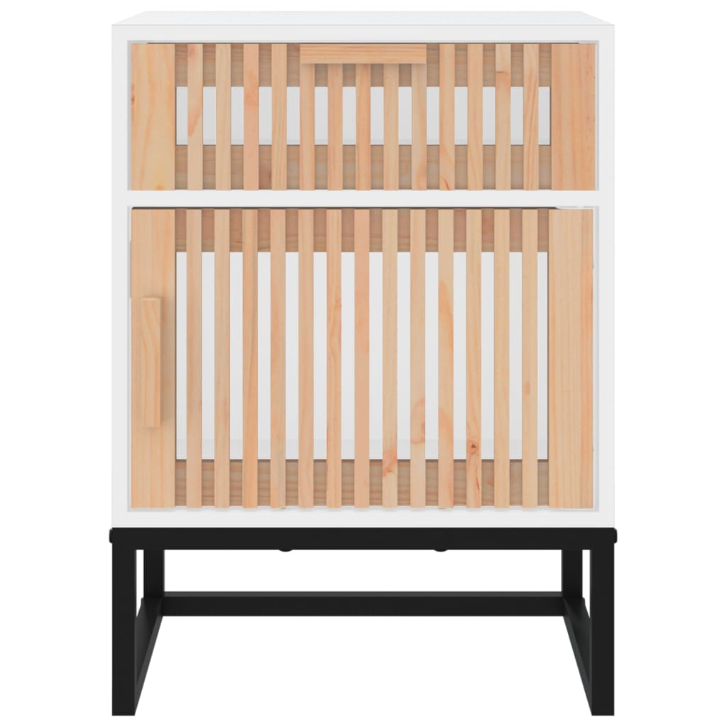 Comodini 2 pz Bianchi 40x30x55,5 cm Legno Multistrato e Ferro