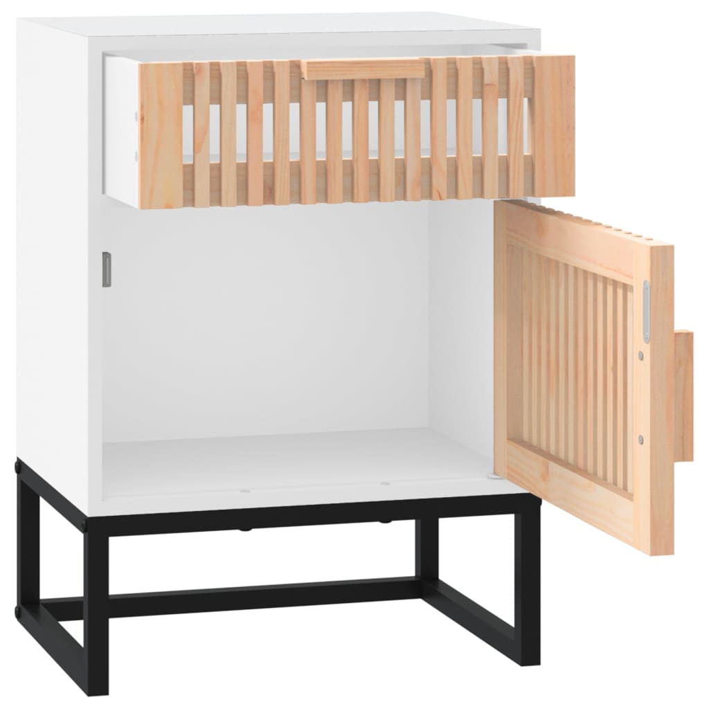 Comodini 2 pz Bianchi 40x30x55,5 cm Legno Multistrato e Ferro
