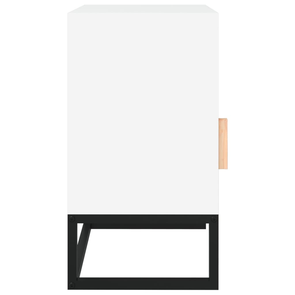 Comodini 2 pz Bianchi 40x30x55,5 cm Legno Multistrato e Ferro