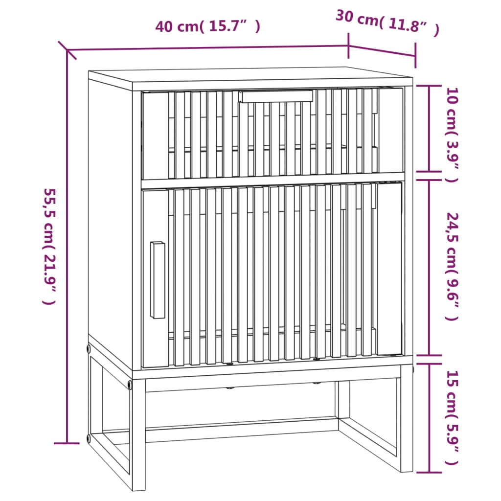Comodini 2 pz Bianchi 40x30x55,5 cm Legno Multistrato e Ferro